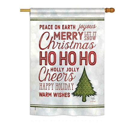GARDENCONTROL Christmas Wishes Words Winter - Seasonal Christmas Impressions  Vertical House Flag - 28 x 40 in. GA4094647